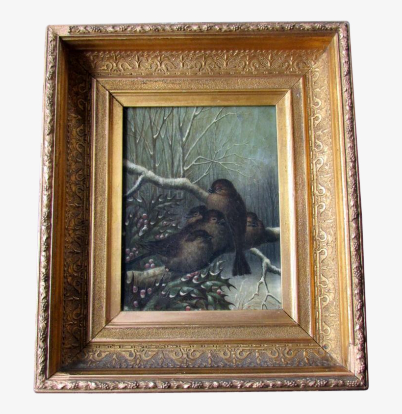 Antique Victorian Era Oil Painting On Canvas Sparrows - Victorian Era, transparent png