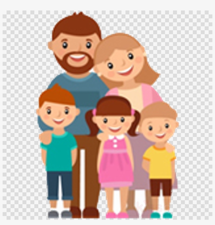 Download Family Vector Png Clipart Illustration Family - Family Of Five Cartoon, transparent png