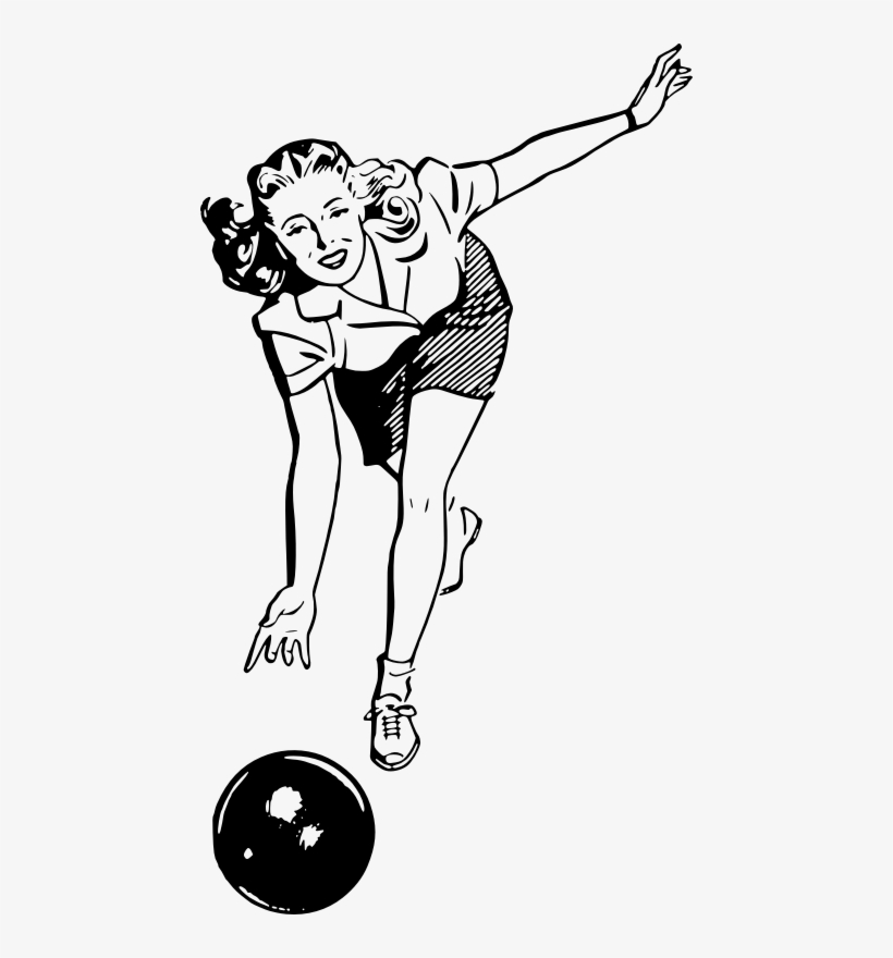 Bowling Woman - Vintage Bowling Graphics, transparent png