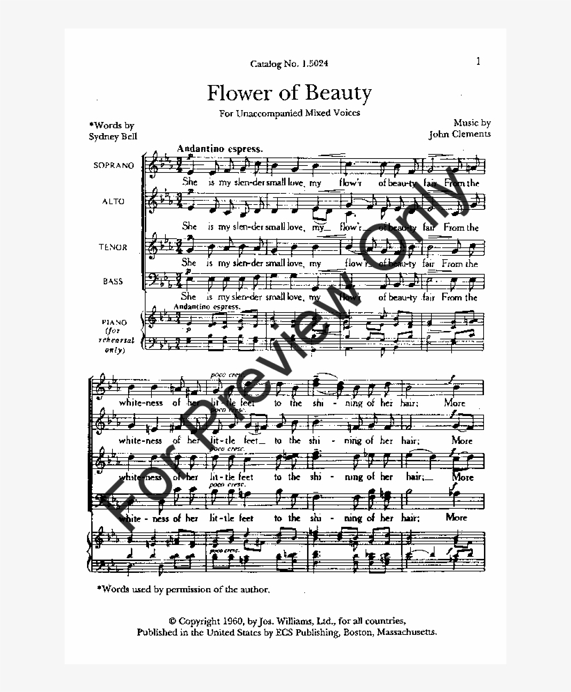 Flower Of Beauty Thumbnail Flower Of Beauty Thumbnail - John Clements: Flower Of Beauty (sheet Music), transparent png