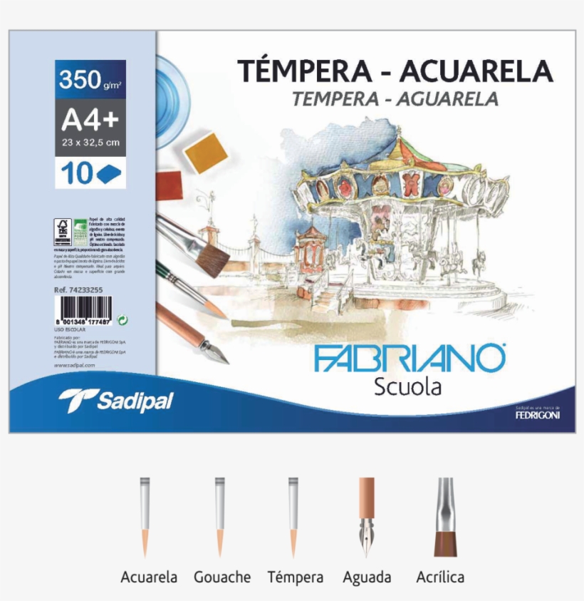 Témpera - Acuarela - Láminas De Papel Acualera Y Témpera Fabriano A4+ Liso, transparent png