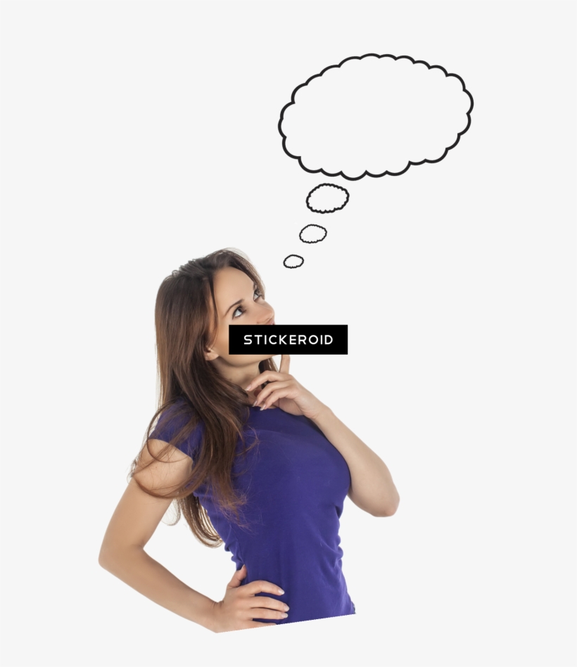 Cute Thinking Woman Girl - Thinking Of A Women, transparent png
