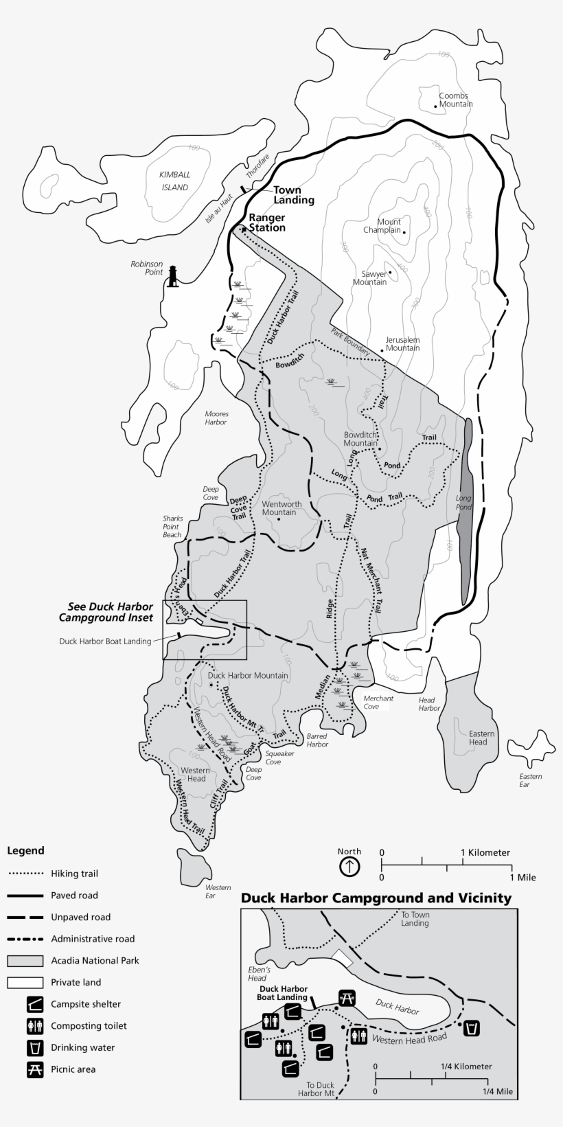 Isle Au Haut Map - Isle Au Haut Cliff Trail Map, transparent png