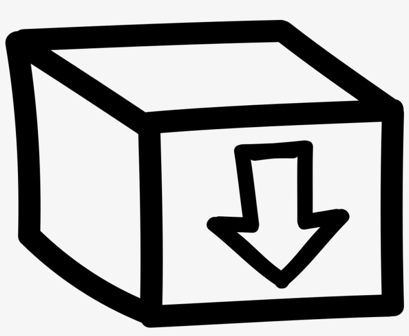 Box With An Arrow Sign Pointing Down Hand Drawn Symbol - Box Gezeichnet, transparent png