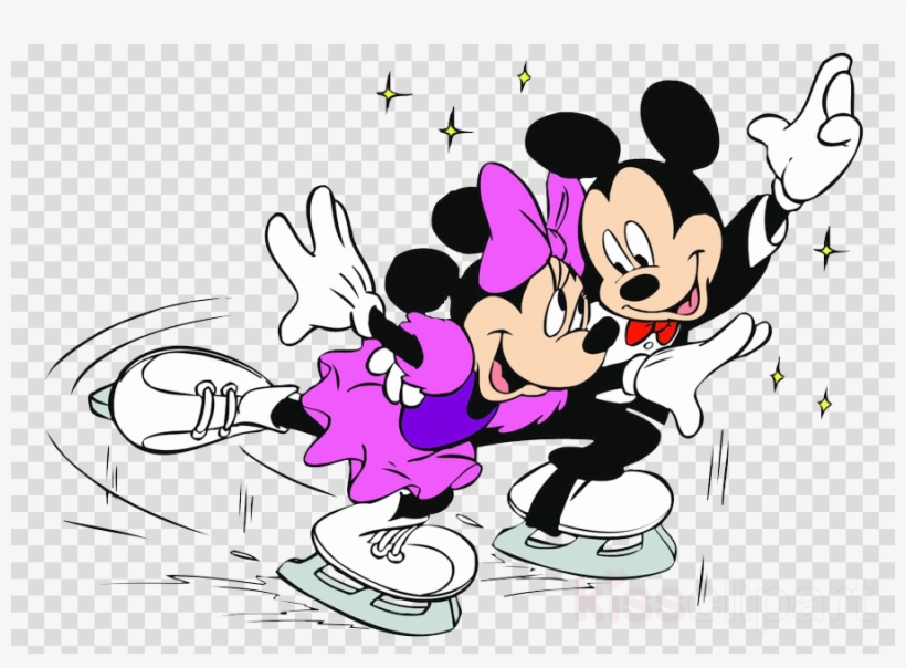 Download Mickey And Minnie Ice Skating Png Clipart - Mickey And Minnie Are Ice Skating, transparent png