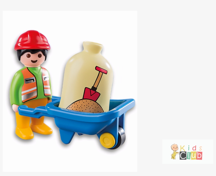 Playmobil 6961 1.2.3 Worker With Wheelbarrow, transparent png