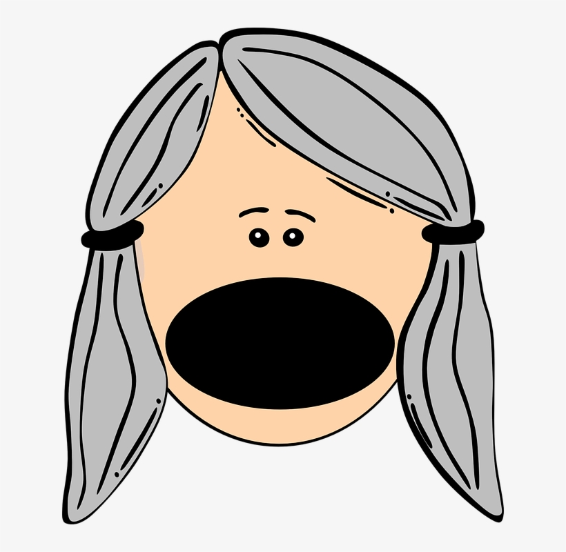 Big Mouth Yelling Loud Girl Face Person Woman Cartoon Girl Big Mouth