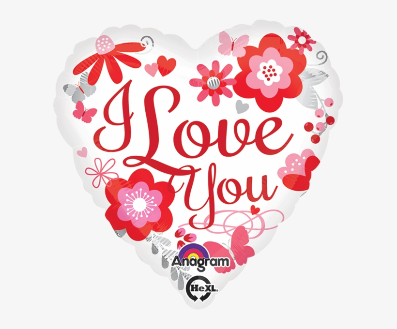 Globo I Love You Floral - Anagram 18 Inch Foil Balloon - I Love You Floral, transparent png