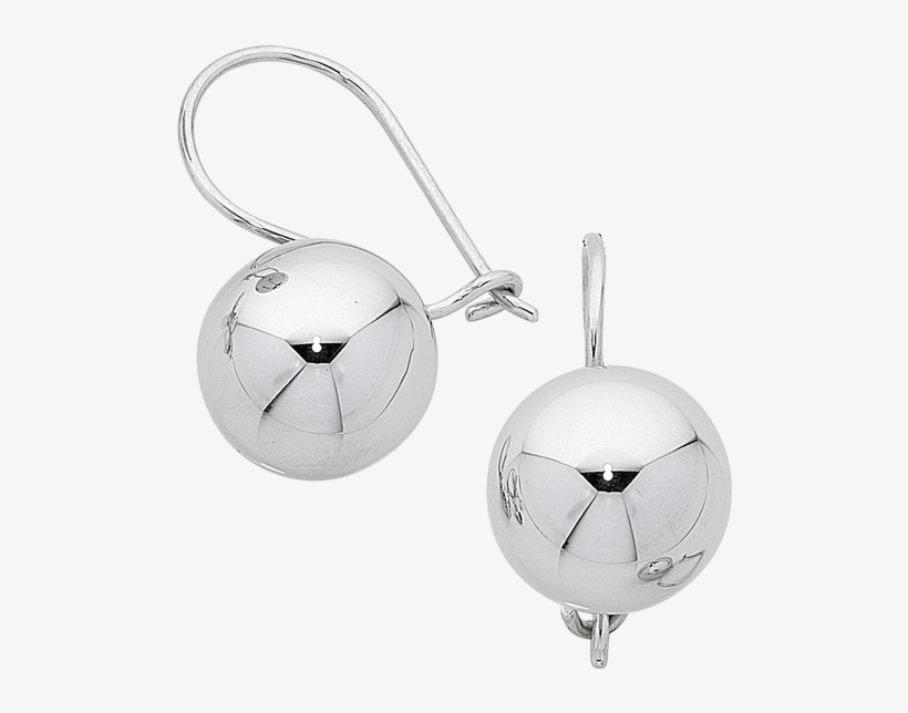 9ct White Gold Euro Ball Drop Earrings - Earring, transparent png
