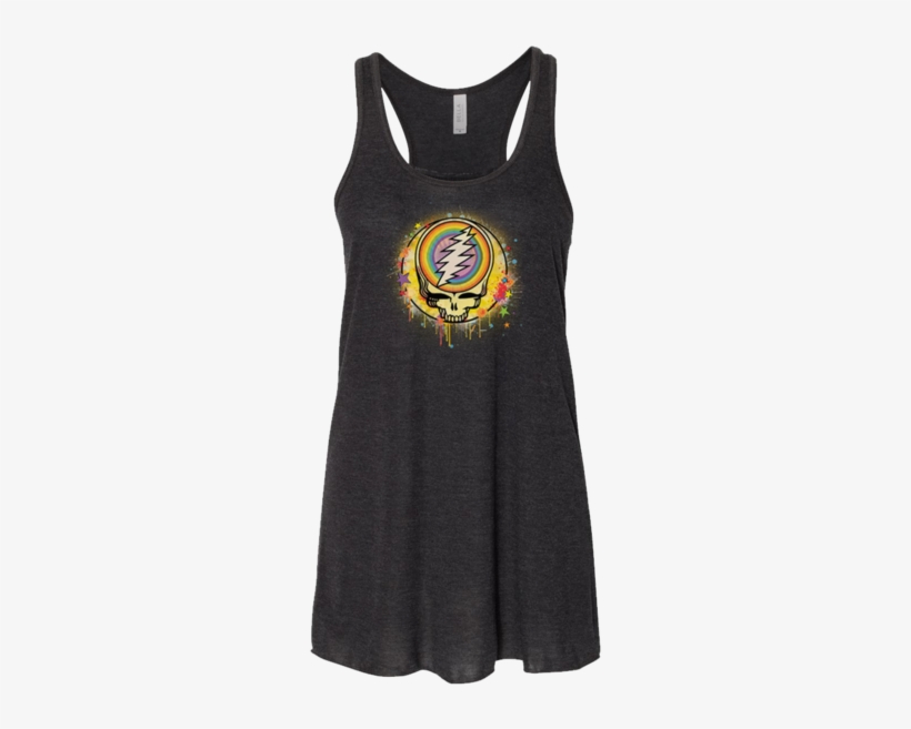 Grateful Dead Rainbow Splatter Stealie Women's Flowy - Bella + Canvas Ladies' Flowy Racerback Tank B8800, transparent png