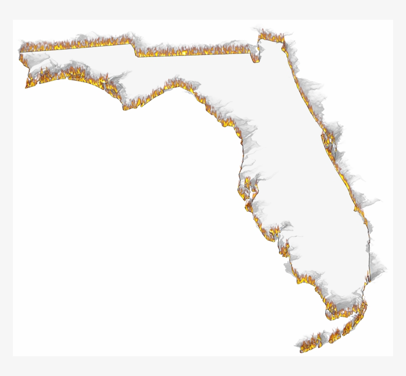 A Flame And Smoke Outline Map Of Florida - Florida, transparent png