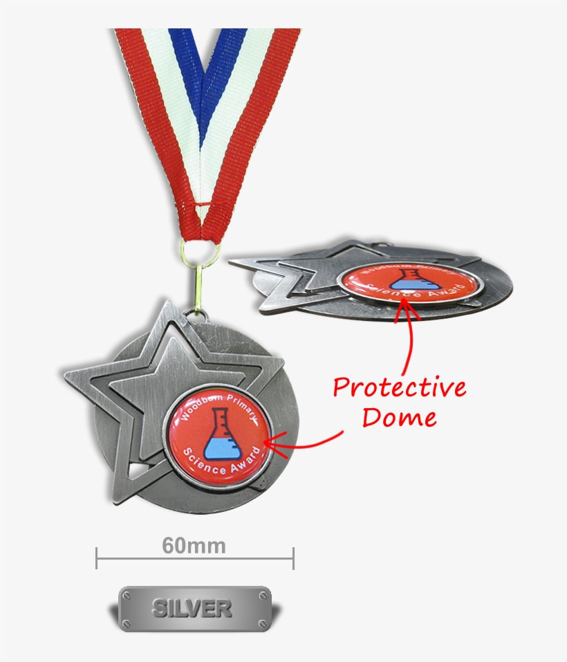 Personalised Medal - Star - Silver 60mm - Silver Medal, transparent png
