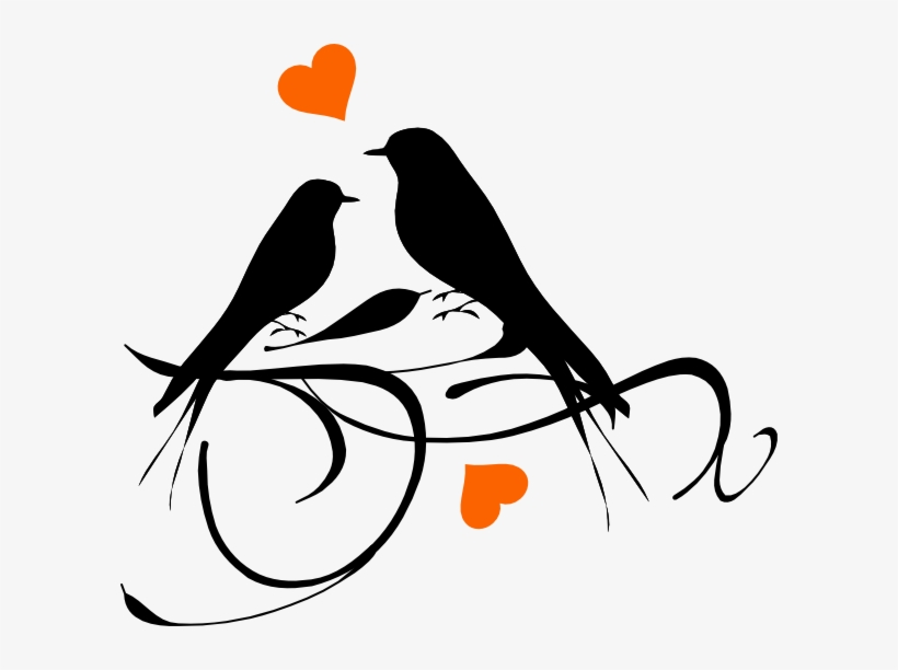 Birds On A Branch Hearts Svg Clip Arts 600 X 532 Px, transparent png