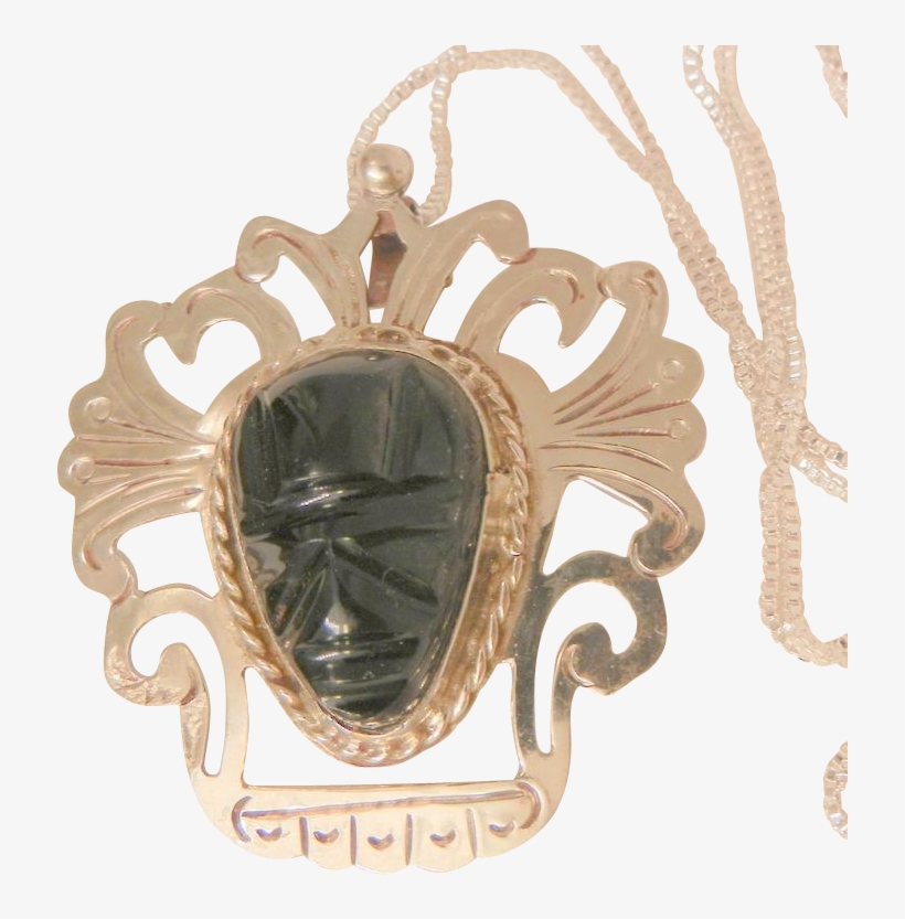 Eye Catching And Bold Sterling Hecho En Mexico Pendent - Fantastic Dramatic Large Mexico Sterling Onyx Tribal, transparent png