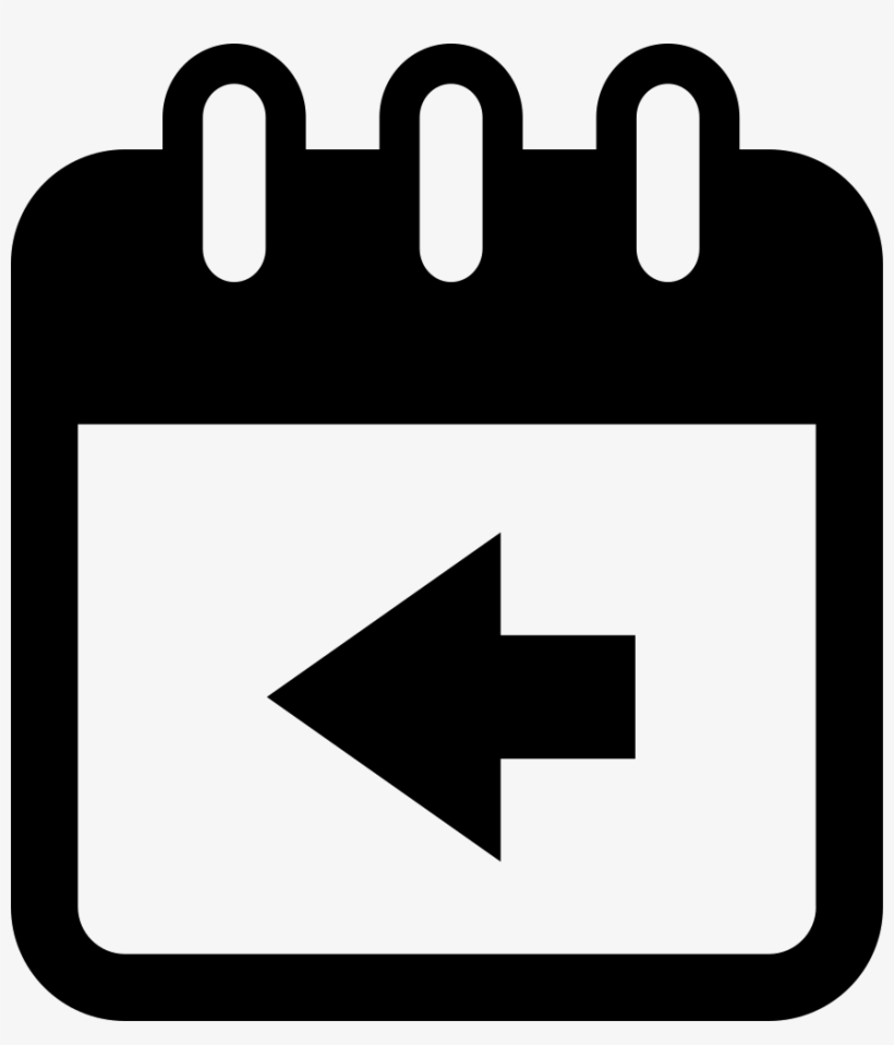 Calendar Interface Symbol With Left Arrow To View Previous - Calendar Icon Png Black, transparent png