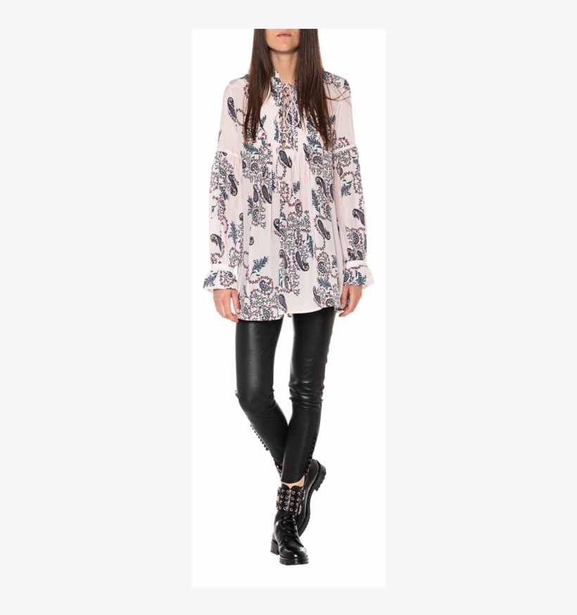 Sly 010silk Pleated Paisley Rose // Silk Blouse With - Leggings, transparent png