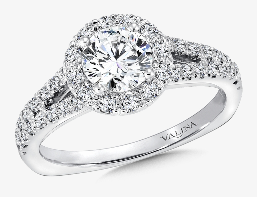 Valina Round Halo Mounting - Gms White Rhodium Plated Metal, Lady Woman Bride Engagement, transparent png