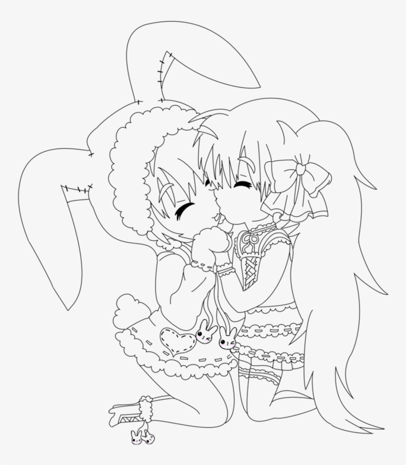 Lara And Dolly Kiss - Drawing, transparent png