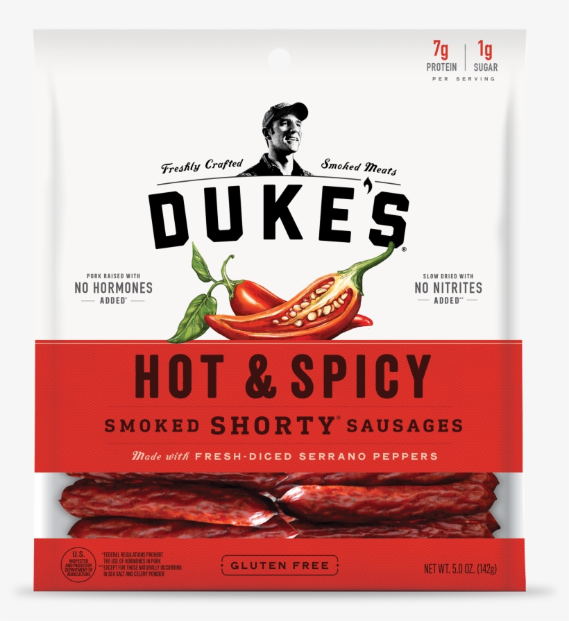 Hot Spicy Bag 5oz V=1481594210 - Dukes Hot And Spicy Shorty Smoked Sausages, transparent png