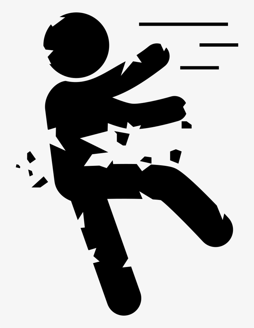 Zombie Cracking Falling Silhouette - Falling Person Silhouette Transparent, transparent png