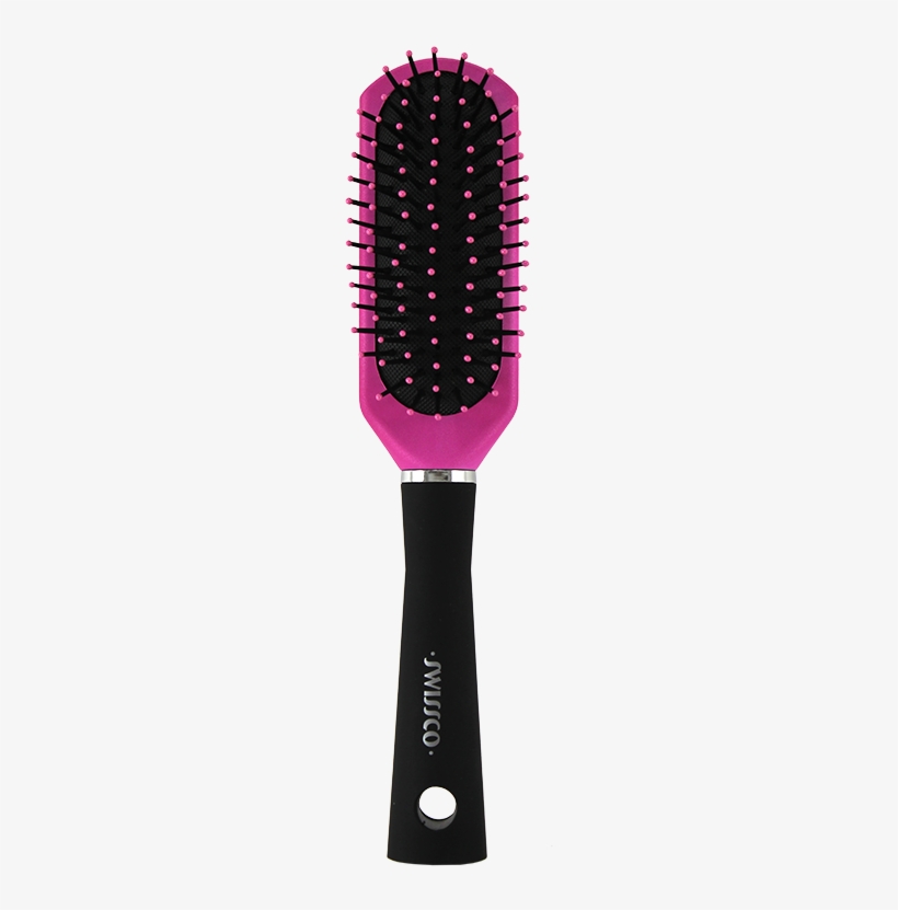 Pink & Black Soft Touch Small Paddle Hair Brush With - Brush, transparent png