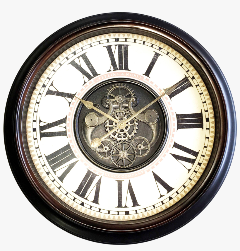 Download Antique Wall Clock Png Image - Clock With Gears, transparent png