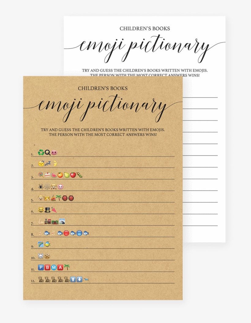Rustic Kraft Emoji Pictionary Baby Shower Game Printable - Game, transparent png