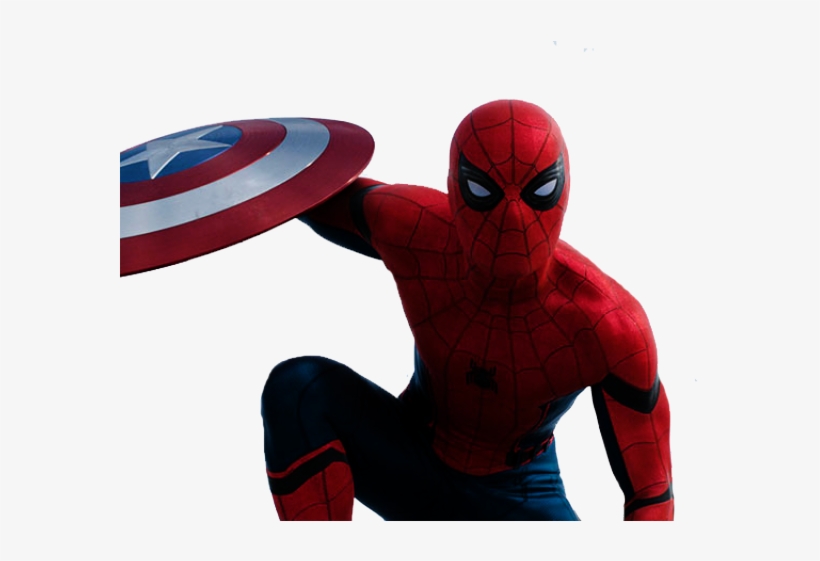 Iron Spiderman Clipart Spiderman Png - Spiderman With Caps Shield, transparent png