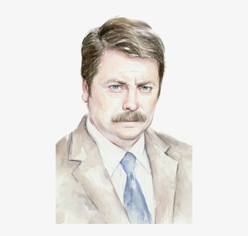 Click And Drag To Re-position The Image, If Desired - Ron Swanson Canvas Print - Small By Olechka, transparent png