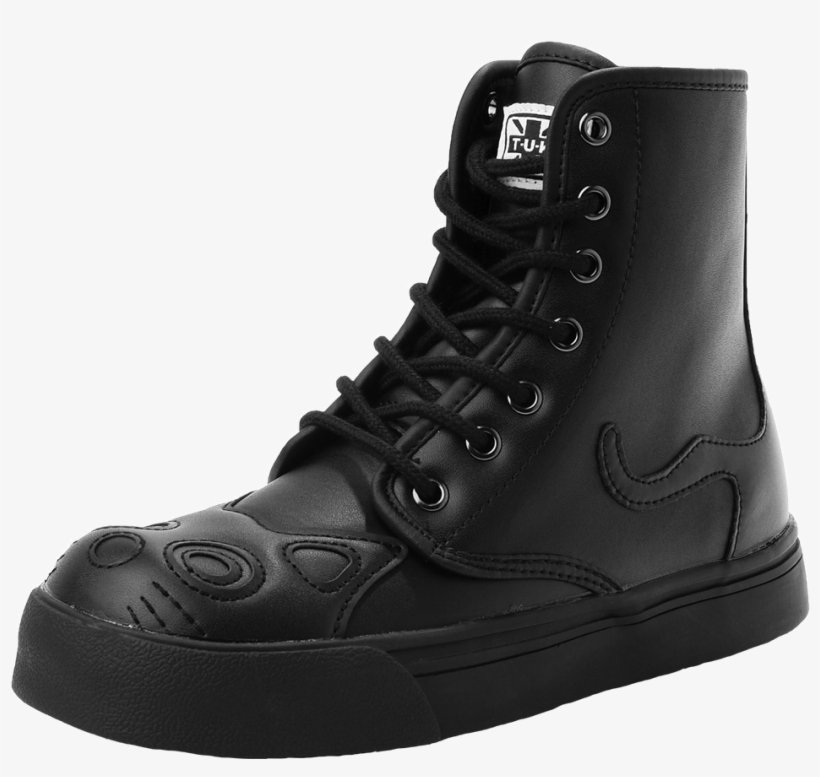 Black Out Kitty Face Sneaker Boot - Black Mens Lace Up Boots, transparent png