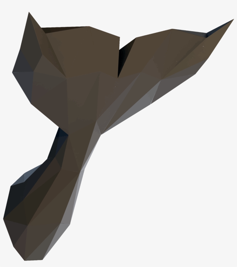 Sticker Origami 3d Queue De Baleine Noir De Profil - Origami, transparent png