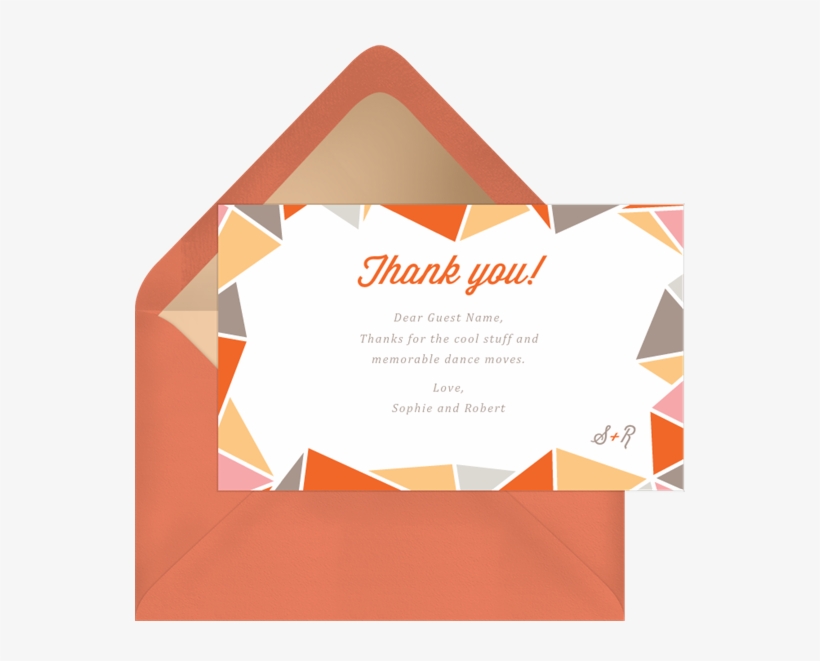 Crystal Border Thank You Note - Triangle, transparent png