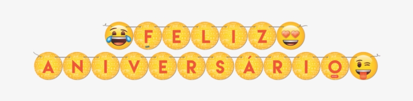 Faixa Feliz Aniversario Emoji - Faixa Feliz Aniversário Emoji 1un Festcolor, transparent png