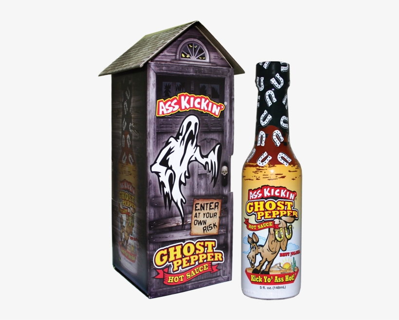 Ass Kickin' Ghost Pepper Hot Sauce With Haunted House - Ass Kickin Hot Sauce - Flavor: Ghost Pepper, transparent png