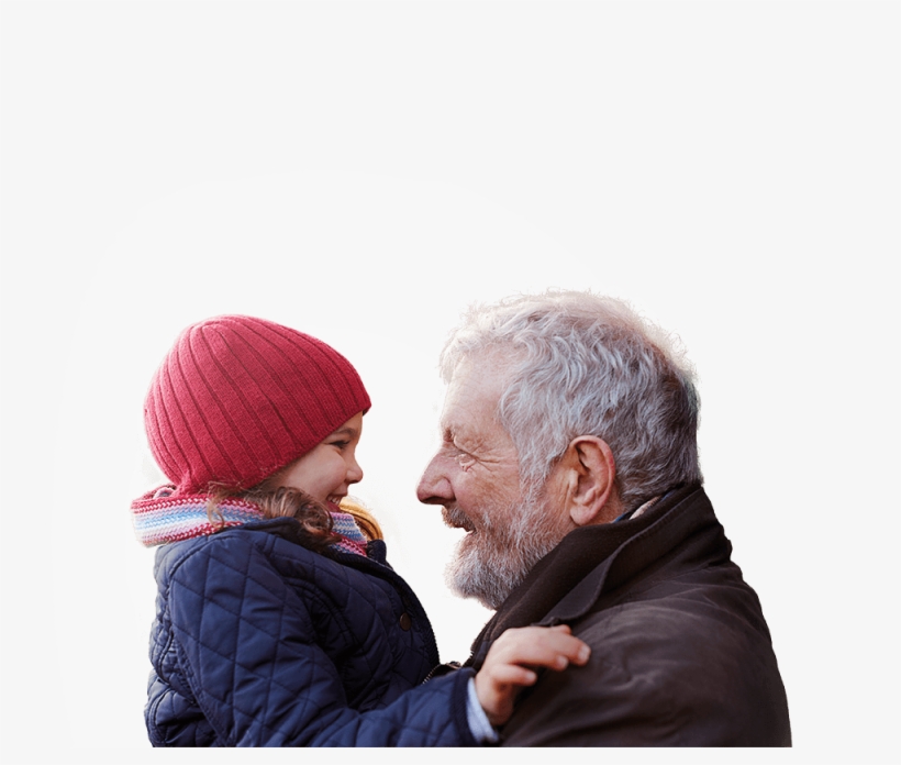 Grandfather Wearing A Dark Coat With His Granddaughter - Life Insurance, transparent png