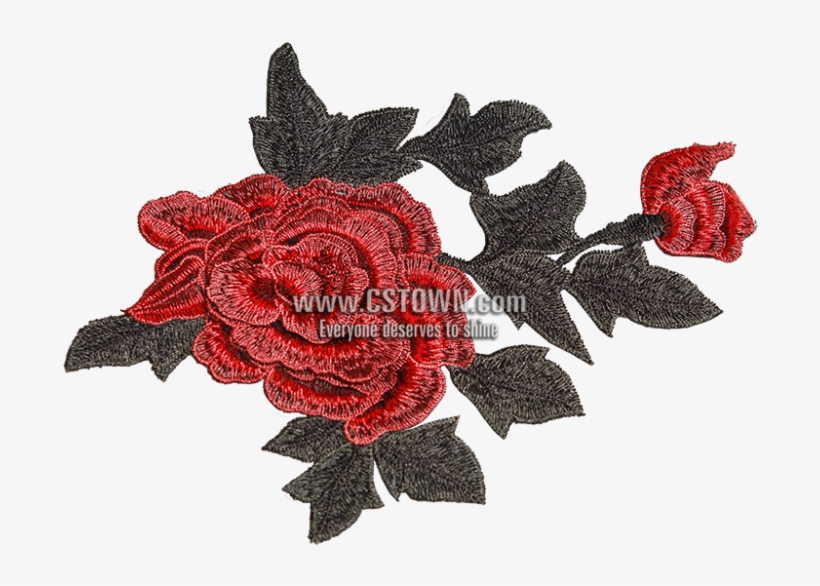 Wholesale Red Rose Flower Embroidered Patch For Light - Textile, transparent png