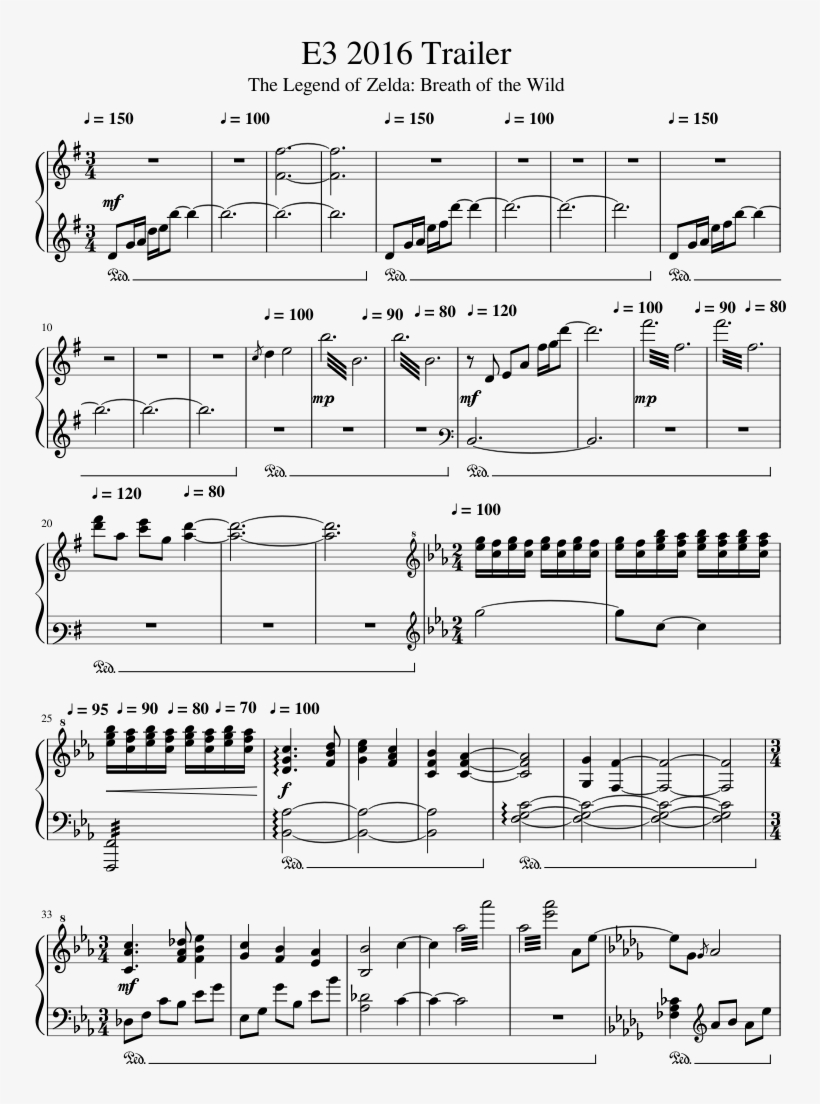 E3 2016 Trailer Sheet Music 1 Of 3 Pages - Dating, transparent png