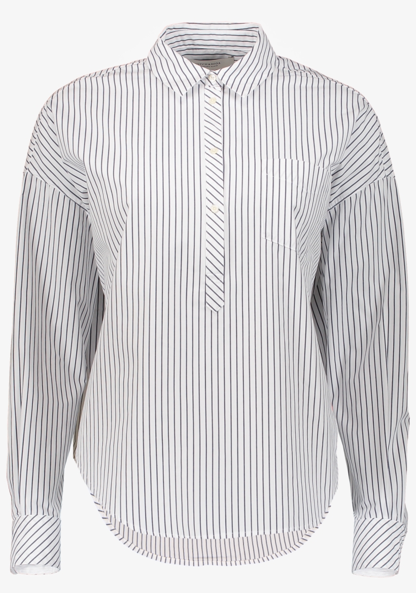 Ls Boxy Blouse Blue Stripe - Long-sleeved T-shirt, transparent png
