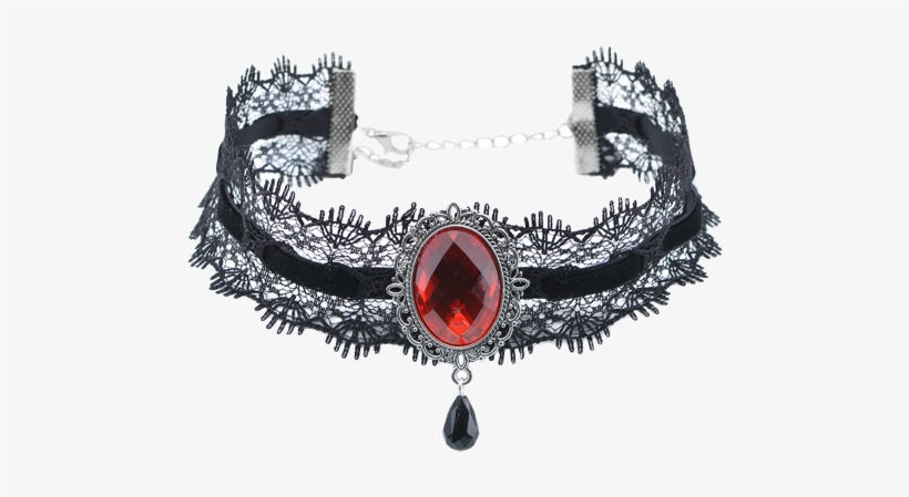 Gift Retro Women Gemstone Pendant Lace Velvet Choker, transparent png