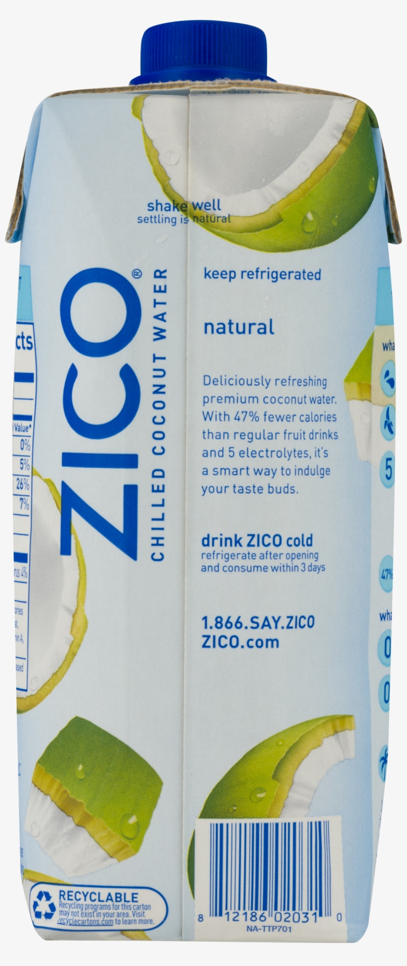 Zico Chilled Coconut Water Upc, transparent png