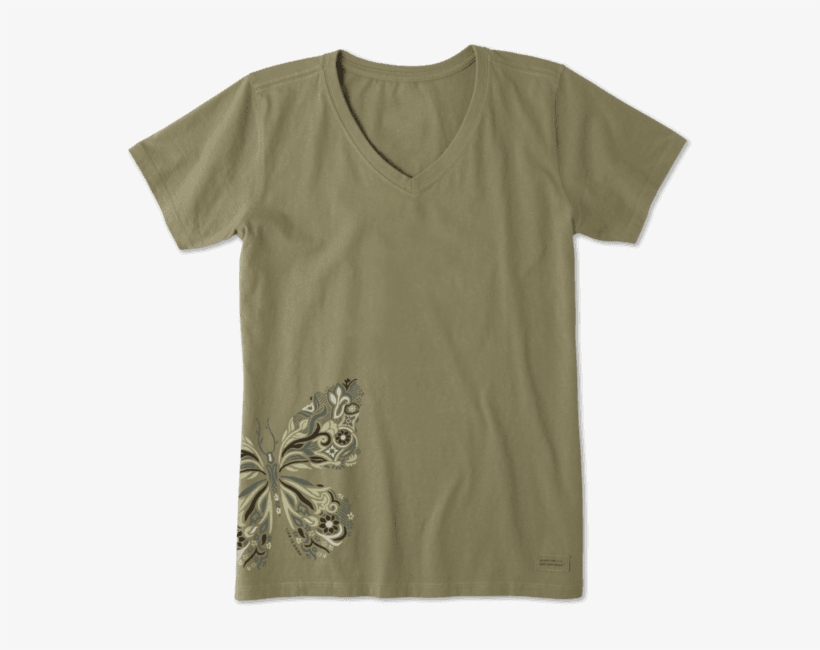 Women's Wildflower Butterfly Crusher - Life Is Good. Women's Crusher Vee - All, transparent png