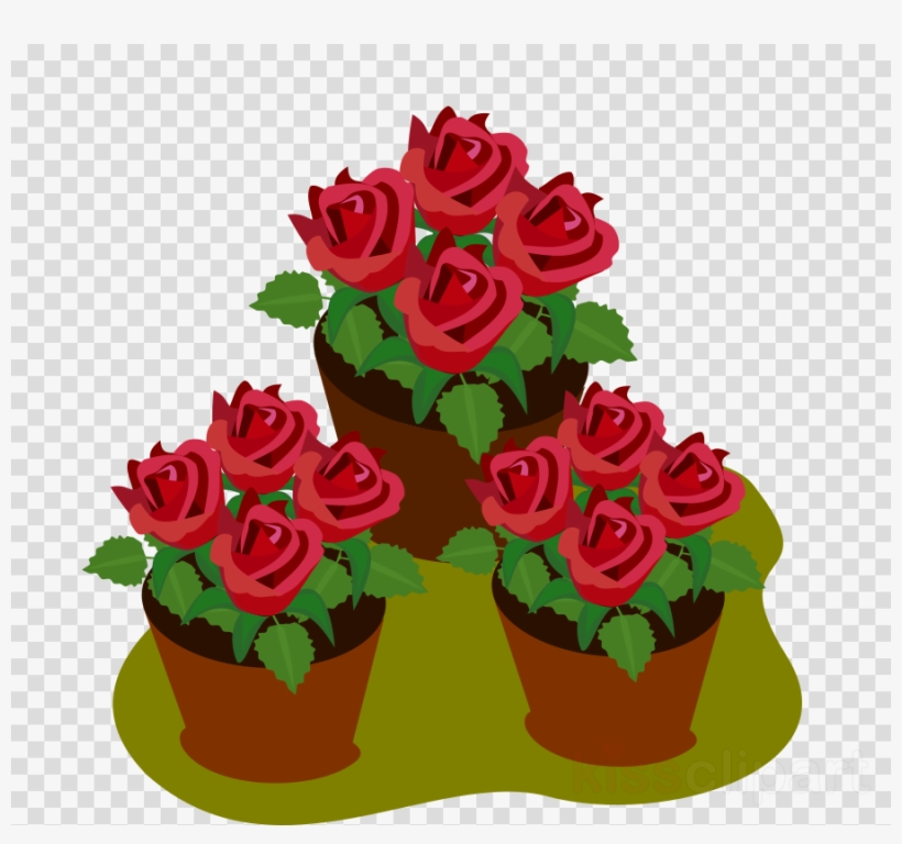 Flower Pot Clipart Garden Roses Flowerpot - Flower Pots Clip Art, transparent png