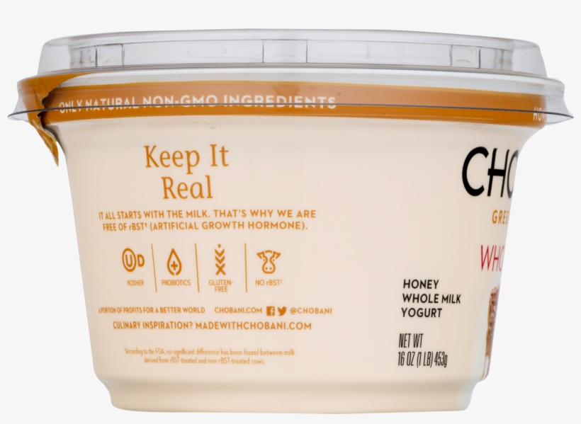 Chobani Yogurt, Greek, Whole Milk, Honey Blended -, transparent png