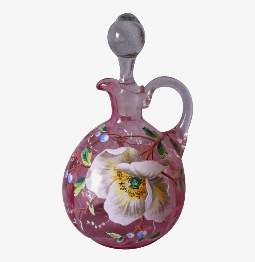 Precioso Antiguo Cranberry Glass Vinagrera Con Esmalte - Pansy, transparent png