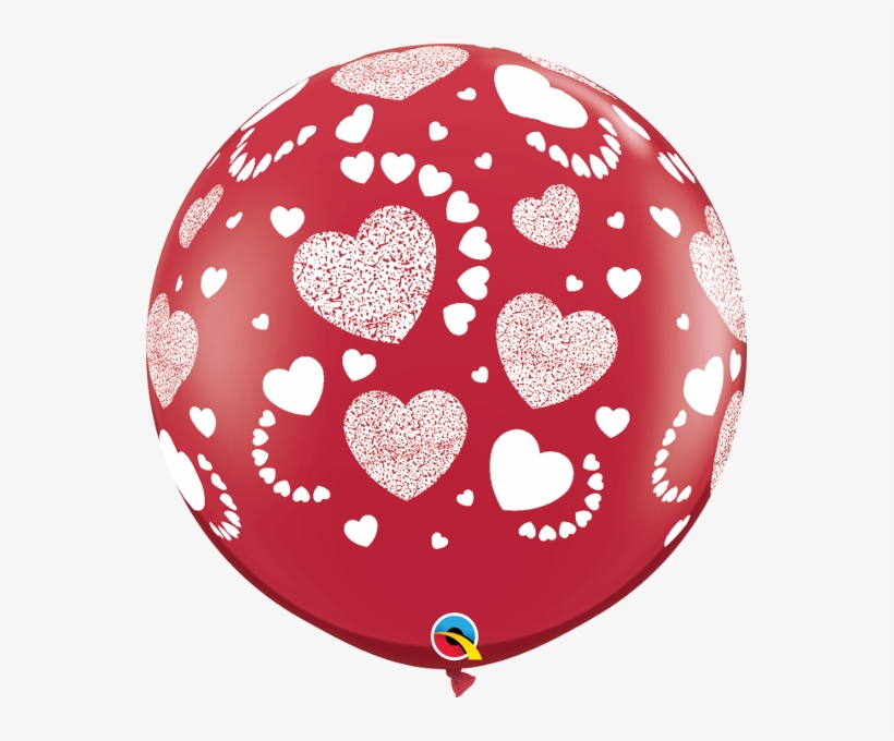 Etched Hearts A Round 3ft - 3' Etched Hearts-a-round Ruby Red (2 Ct.) - Mylar Balloons, transparent png