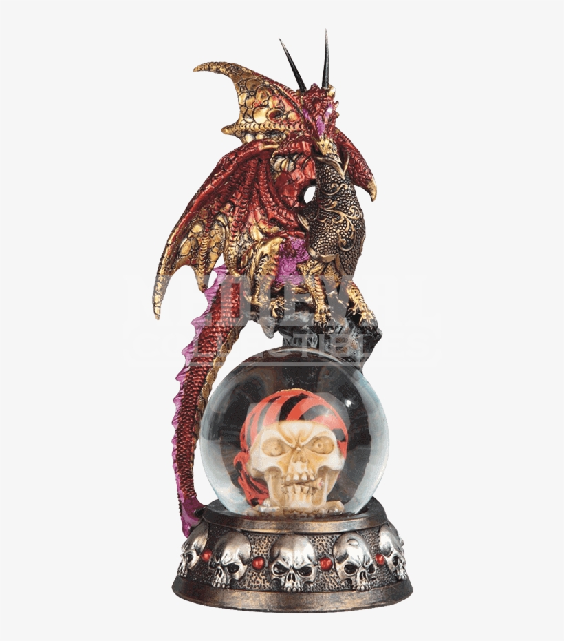 Red Dragon On Pirate Skull Snow Globe - Stealstreet Ss-g-71548, Red & Yellow Dragon On, transparent png