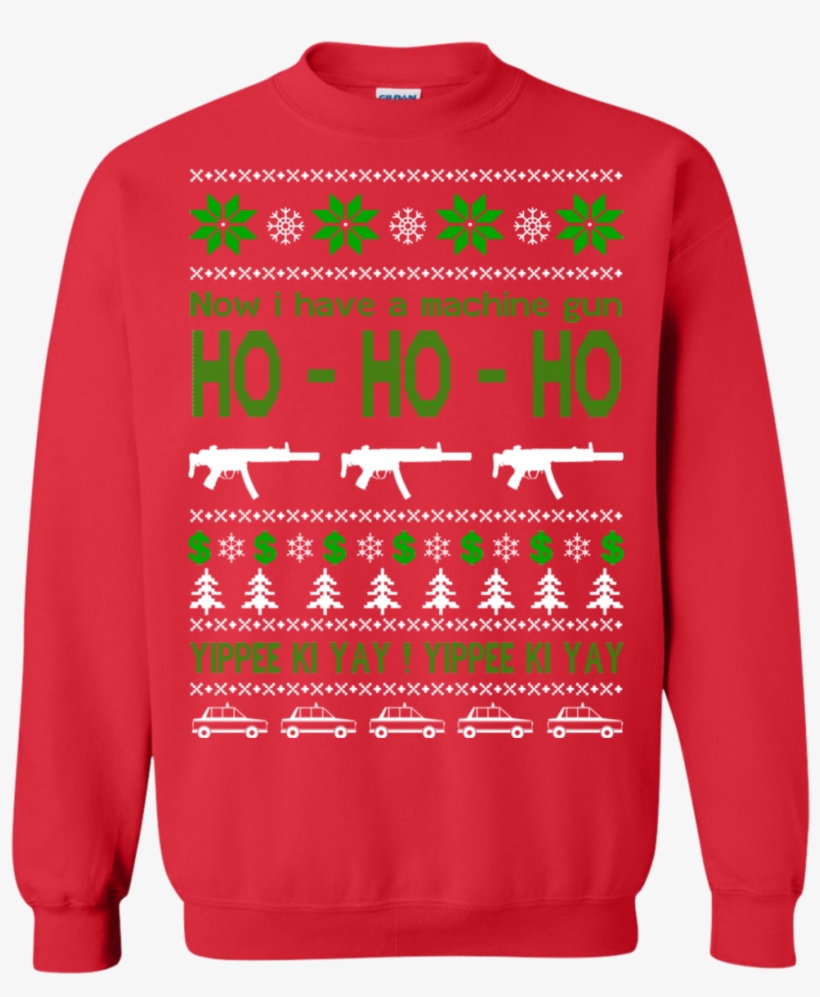 Now I Have A Machine Gun Yippee Ki Yay Christmas Sweater - Sweater Cat Laser Eyes, transparent png