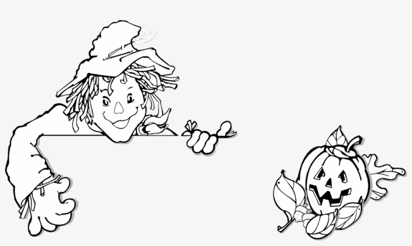 Scarecrow Vector Black And White Banner Freeuse - Halloween Jack-o-lantern Pumpkins Shower Curtain, transparent png