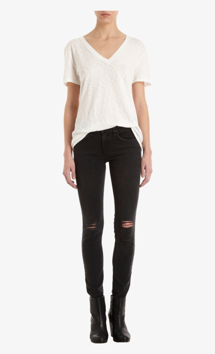 Rag & Bone Skinny Jean - Rag & Bone Black Ripped Jeans, transparent png