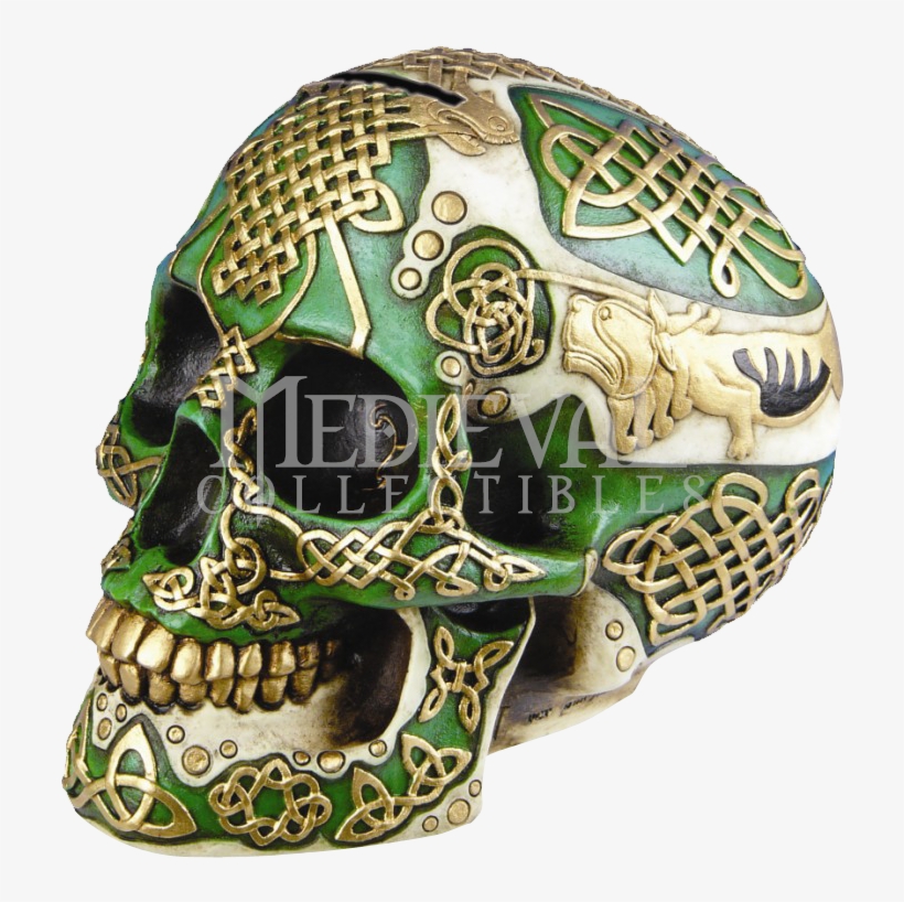 Celtic Lion Skull Savings Bank - Figurine Celtic Lion Skull Bank Hand Painted Resin, transparent png